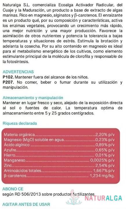 Activador Radicular, del Cuaje y la Maduración